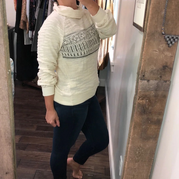 Lucky Brand small cream embroidered cotton sweater - Picture 5 of 9